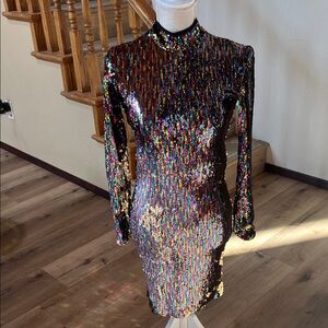 Dress the population Sequin Multicolor Dress